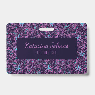 Feminine Tropical Floral Spa Style Mini Bus Badge