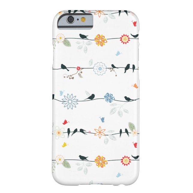 Feminine vogels op een draad en bloemen Case-Mate iPhone case (Achterkant)