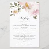 Feminine Waterverf Blush Flowers Menu Kaart (Voorkant)