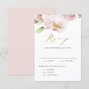 Feminine Waterverf Blush Flowers Weddenschap RSVP Kaartje
