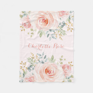 Feminine Waterverf Blush Rozen Baby Girl Nursery Fleece Deken