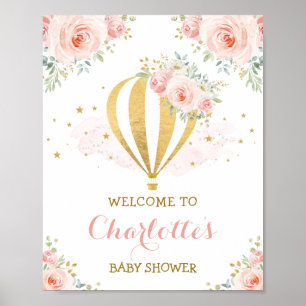 Feminine Waterverf Floral Hot Air Ballon Poster