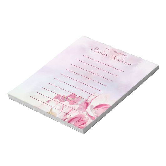 Feminine Waterverf Flowers Roze van het bureau van Notitieblok (Gedraaid)