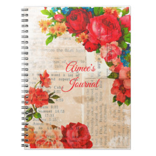 Feminine Waterverf Garden Flowers Journal Notitieboek