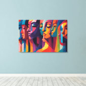 Feminisme, abstracte kunstconcept van meerdere vro canvas afdruk (Insitu (Houten vloer))