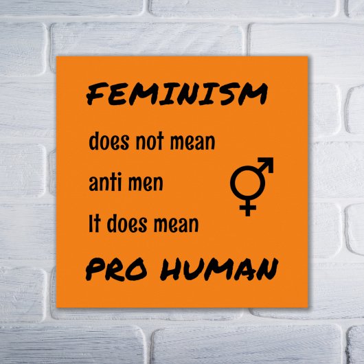 feminisme pro menselijke slogan oranje poster