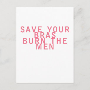 Feminisme Red je Bras Burn de Mannen Briefkaart