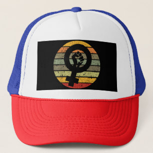 Feminisme Symbool Ontwerp Retro Vintage, jaren 70  Trucker Pet