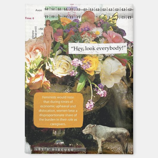 Feminist Collage Wall Art Abstract Decor Magneet (Voorkant)