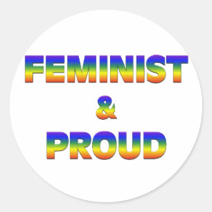 Feminist en proud ronde sticker