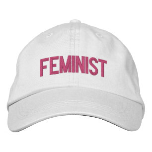 Feminist heet roze wit modern geborduurd geborduurde pet