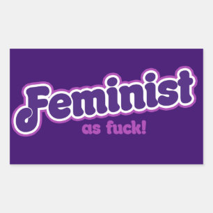 Feminist in het paarse rechthoekige sticker