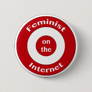Feminist op internet (doel) ronde button 5,7 cm