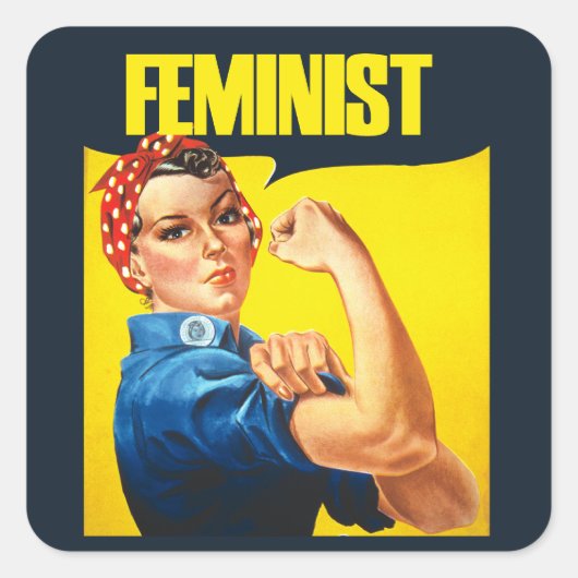  feminist Rosie Riveter Vierkante Sticker (Voorkant)