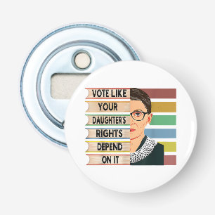 feminist Ruth Bader Ginsburg RBG citeert meisje me Button Flesopener