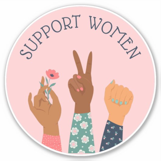 Feminist "Steun voor vrouwen" Sticker (Voorkant)