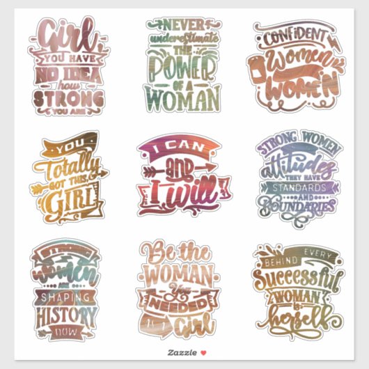 Feminist Strong Women Motivatie hand Lettered Sticker (Vel)