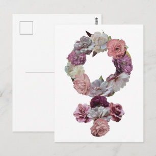 Feminist - Venussymbool voor vrouwen met bloemen Briefkaart