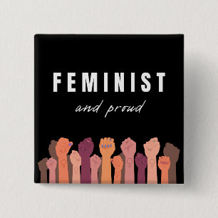 feministe en trots vierkante button 5,1 cm