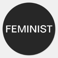 Feministe, texte blanc en gras sur les autocollant