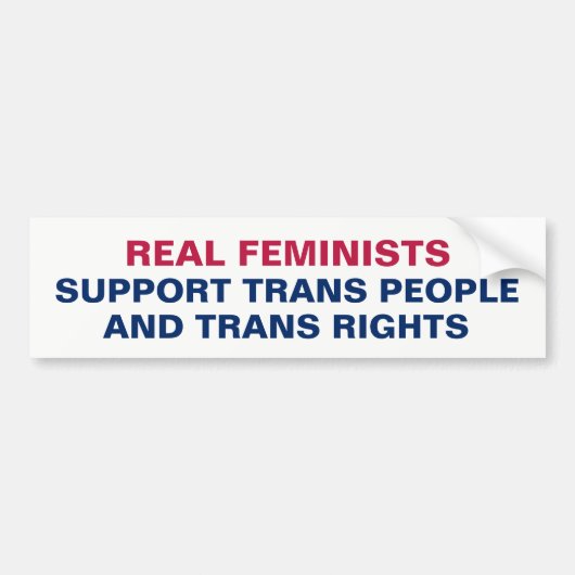 Feministen steunen trans-mensen en trans-rechten bumpersticker (Voorkant)