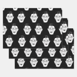 Feministisch icoon stijl zwart wit portret patroon inpakpapier vel
