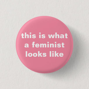 feministisch meisje met ronde knop button 3,2 cm