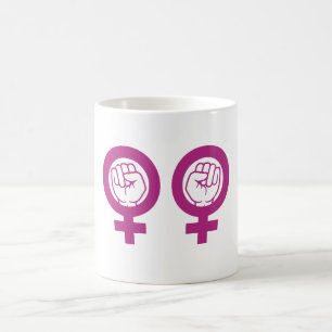 Feministisch Opgeheven Vuisten Symbool Vrouweneman Koffiemok