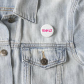 Feministisch roze fuchsia magenta white modern ronde button 3,2 cm (In situ)