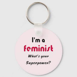 Feministisch superenergieprijsaanduiding roze sleutelhanger