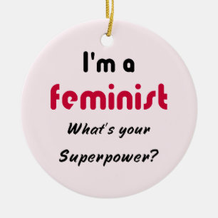 Feministisch superkrachtige slogan roze keramisch ornament
