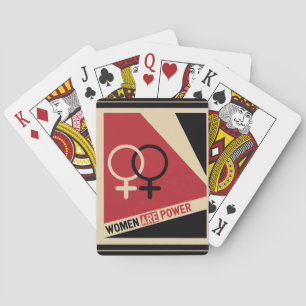 Feministisch symbool zwart rood "vrouwen zijn mach pokerkaarten