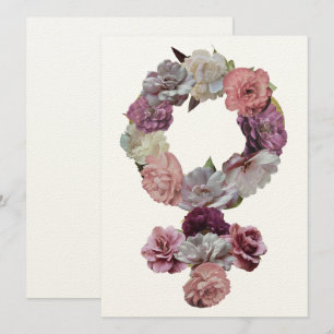 Feministisch venus-symbool met bloemen voor vrouwe