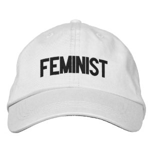 Feministisch zwart wit modern vet geborduurde pet