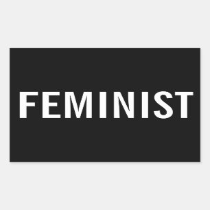 Feministische, gedurfde witte letters op zwarte st rechthoekige sticker