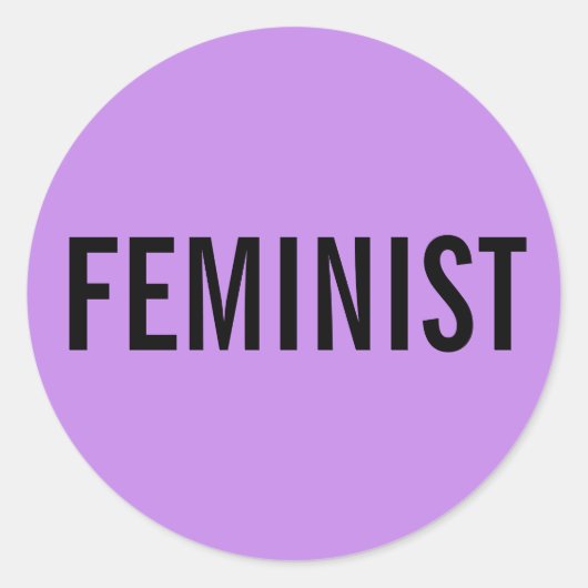 Feministische, gedurfde zwarte tekst op lavendel s ronde sticker (Voorkant)
