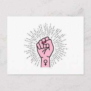 Feministische hand met symbool voor vrouw briefkaart