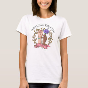 Feministische handen die bloemen vasthouden Vrouwe T-shirt