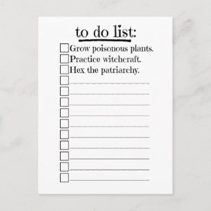 Feministische heks om lijst te doen briefkaart