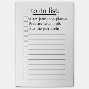 Feministische heks om lijst te doen post-it® notes