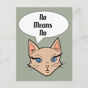 Feministische kat   Illustratie politieke Cartoon Briefkaart