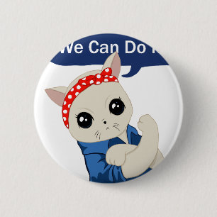 Feministische kat ronde button 5,7 cm