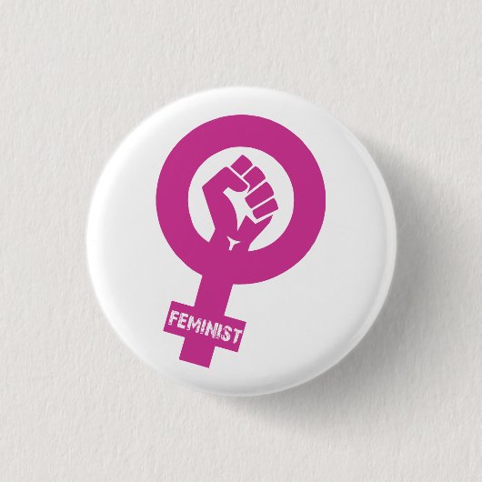 Feministische Logo Ronde Button 3,2 Cm (Voorkant)