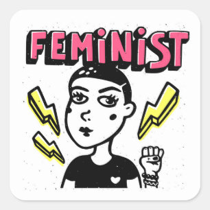 Feministische Pop Art Girl Vierkante Sticker