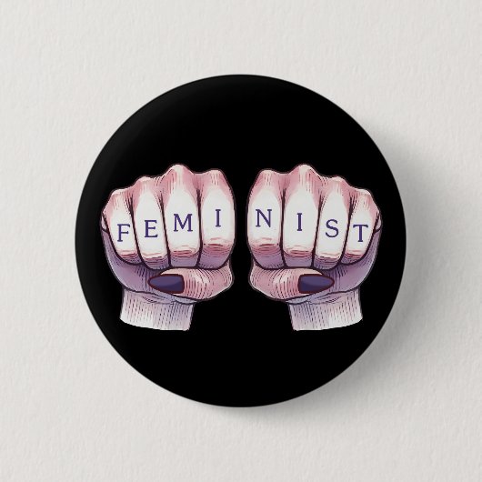 Feministische vuisten ronde button 5,7 cm (Voorkant)