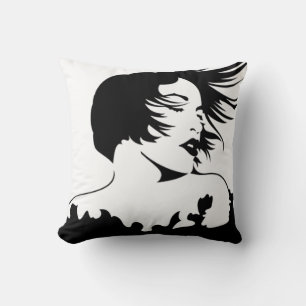 Femme 2 face Noir / Coussin blanc