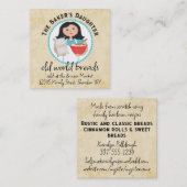 Femme à cheveux noirs cuisinier farine carte de vi (Devant / Derrière)