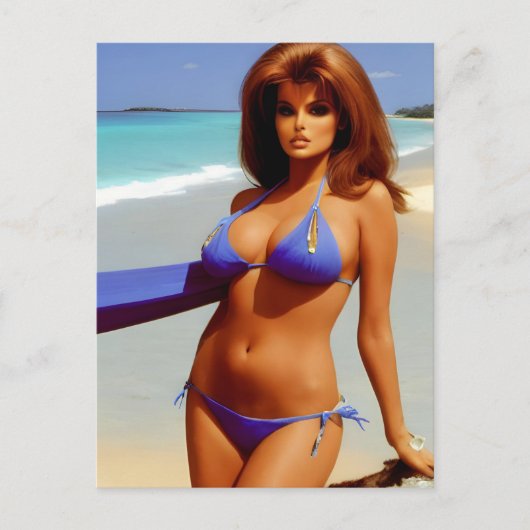 Femme à la carte postale de plage (Devant)