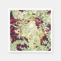Femme à marguerite - Mucha daisy Textielrepro