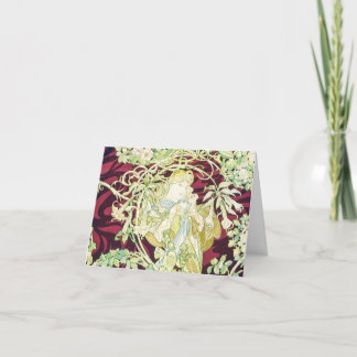 Femme à marguerite - Mucha-textielrepro kerst Feestdagen Kaart